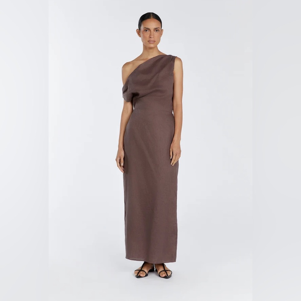 Dissh Cass Chocolate Linen Midi Dress